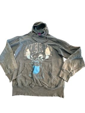 Disney mineral washed blue Stitch “Over it” hoodie size small